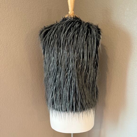 Forever 21 Black and Gray Faux Fur Vest - Picture 4 of 7